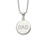 Mens Stainless Steel DAD Disc Charm Pendant Necklace with Chain